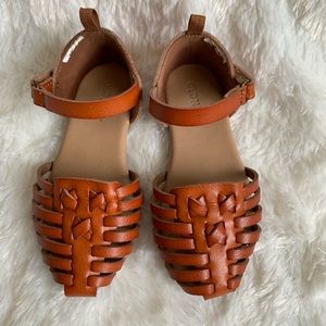 Toddler girls tan leather sandals